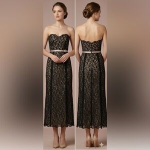 Jordan Black Strapless Lace Dress